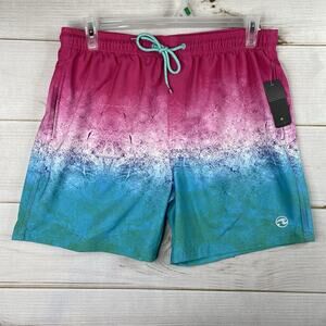 Ocean Current Mens Swim Shorts Sz L Pink Ombre 4-Way Stretch Mesh Lined NWT